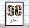 Photo Collage 90th Birthday Gift For Her 16-Photo Age 90 White Print Or Canvas