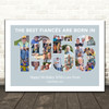 Photo Collage Blue Birthday Gift For Fiance 24-Photo Year 1956 Print Or Canvas