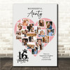 Photo Collage 16th Birthday Gift For Aunty 16-Photo Pink Heart Print Or Canvas Photo Collage 16th Birthday Gift For Aunty 16-Photo Pink Heart Print Or Canvas