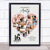Photo Collage 16th Birthday Gift For Aunty 16-Photo Pink Heart Print Or Canvas Photo Collage 16th Birthday Gift For Aunty 16-Photo Pink Heart Print Or Canvas