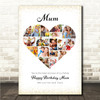 Photo Collage Mum Birthday Gift 17-Photo Heart Gold Dots Frame Print Or Canvas