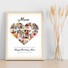 Photo Collage Mum Birthday Gift 17-Photo Heart Gold Dots Frame Print Or Canvas
