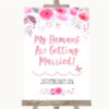 Pink Watercolour Floral My Humans Are Getting Married Personalised Wedding Sign