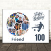 Photo Collage 100th Birthday Gift For Friend 14-Photo Football Print Or Canvas