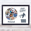 Photo Collage 100th Birthday Gift For Friend 14-Photo Football Print Or Canvas