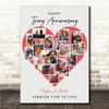 Photo Collage Ivory 14th Wedding Anniversary Gift 16-Photo Red Print Or Canvas