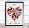 Photo Collage Ivory 14th Wedding Anniversary Gift 16-Photo Red Print Or Canvas