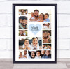 Photo Collage Father's Day Gift For Daddy 10-Photo Blue Heart Print Or Canvas