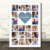 Photo Collage Gift For Grandfather Father's Day 20-Photo Blue Print Or Canvas