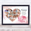 Photo Collage Gift For Nanny Mother's Day 14-Photo Heart Pink Print Or Canvas