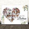 Photo Collage Wedding Custom Gift 14-Photo Heart White Floral Print Or Canvas