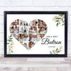 Photo Collage Wedding Custom Gift 14-Photo Heart White Floral Print Or Canvas