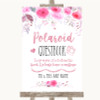 Pink Watercolour Floral Polaroid Guestbook Personalised Wedding Sign