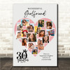 Photo Collage 30th Birthday Gift For Girlfriend 16-Photo Pink Print Or Canvas