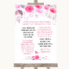 Pink Watercolour Floral Romantic Vows Personalised Wedding Sign