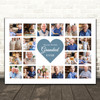 Photo Collage Print Or Canvas Gift For Grandad Father's Day 20-Photo Blue Heart Photo Collage Print Or Canvas Gift For Grandad Father's Day 20-Photo Blue Heart