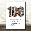 Photo Collage 100th Birthday Gift For Her Gift For Her 23-Photo 100 White Print