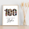 Photo Collage 100th Birthday Gift For Her Gift For Her 23-Photo 100 White Print