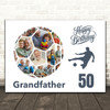 Photo Collage Print Canvas 50th Birthday Gift For Grandfather 14-Photo Football