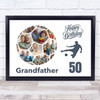 Photo Collage Print Canvas 50th Birthday Gift For Grandfather 14-Photo Football