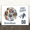 Photo Collage Print Or Canvas 50th Birthday Gift For Grandson 14-Photo Football