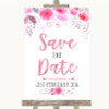 Pink Watercolour Floral Save The Date Personalised Wedding Sign