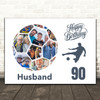 Photo Collage Print Or Canvas 90th Birthday Gift For Husband 14-Photo Football