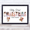 Photo Collage First Christmas Gift For Anyone 9-Photo Christmas Reindeer Print