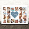 Photo Collage Print Or Canvas Father's Day Gift For Daddy 20-Photo Blue Heart Photo Collage Print Or Canvas Father's Day Gift For Daddy 20-Photo Blue Heart