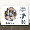 Photo Collage Print Or Canvas 50th Birthday Gift For Cousin 14-Photo Football