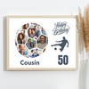 Photo Collage Print Or Canvas 50th Birthday Gift For Cousin 14-Photo Football