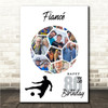 Photo Collage Print Or Canvas 80th Birthday Gift For Fiancé 14-Photo Football