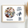 Photo Collage Print Or Canvas 21st Birthday Gift For Cousin 14-Photo Football
