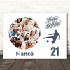 Photo Collage Print Or Canvas 21st Birthday Gift For Fiancé 14-Photo Football