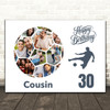 Photo Collage Print Or Canvas 30th Birthday Gift For Cousin 14-Photo Football