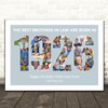 Photo Collage Blue Birthday Gift For Brother-In-Law 27-Photo Year 1926 Print