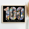 Photo Collage Print 100th Birthday 23-Photo Birthday Gift For Him 100 Black