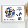 Photo Collage 80th Birthday Gift For Brother-In-Law 14-Photo Football Print