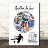 Photo Collage 90th Birthday Gift For Brother-In-Law 14-Photo Football Print
