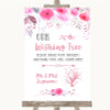 Pink Watercolour Floral Wishing Tree Personalised Wedding Sign