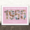 Photo Collage Pink Birthday Gift For Cousin Female 24-Photo Year 1965 Print Photo Collage Pink Birthday Gift For Cousin Female 24-Photo Year 1965 Print