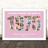 Photo Collage Pink Birthday Gift For Female Friend 22-Photo Year 1975 Print