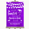Purple Watercolour Lights As Families Become One Seating Plan Wedding Sign