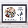 Photo Collage Print 21st Birthday Gift For Brother-In-Law 14-Photo Football