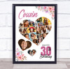 Photo Collage Print Or Canvas 30th Birthday Gift For Cousin 19-Photo Floral