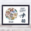 Photo Collage Print Or Canvas 40th Birthday Gift For Dad 14-Photo Football