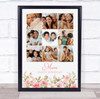 Photo Collage Print Or Canvas Birthday Gift For Anyone 9-Photo Pink Floral