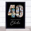 Photo Collage 40th Birthday 19-Photo Birthday Gift For Him 40 Black Print Canvas