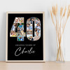 Photo Collage 40th Birthday 19-Photo Birthday Gift For Him 40 Black Print Canvas