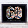 Photo Collage 60th Birthday 18-Photo Birthday Gift For Him 60 Black Print Canvas